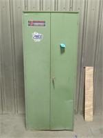 Green metal storage cabinet