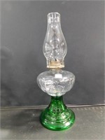 clear/green glass oil lamp
