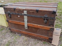 Antique wood and metal trunk
