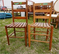 Pair of wood slat side chairs