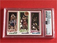 1980 Topps Magic Johnson Rookie w/ Dr. J PSA