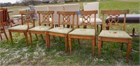 Five needlepoint dining chairs