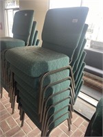 (7) GREEN CUSHIONED CHAIRS