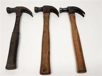 3 Antique Claw Hammers