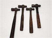 4 Antique Ball Peen Hammers