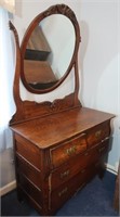 Antique 4-Drawer Dresser w/Tilting Vanity