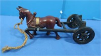 Antique Cast Iron Horse & Cart Base