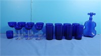 Cobalt Blue Glasses, Stemware, Glass Violin &
