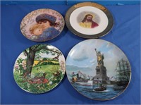 4 Collector Plates-Statue of Liberty, Jesus,