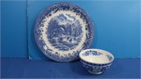 2 Blue & White Dishes-Ridgways, Churchill