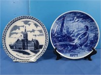 2 Blue & White Dishes-1977 Denmark, England "CT