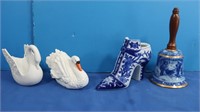 Kaiser German Bell, Blue & White Shoe, 2 Swans
