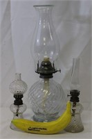 Vintage Miniature, Large Kaddan Glass Oil Lamps