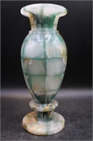 Mosaic Green Onyx/Alabaster Vase