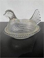 Clear Glass Hen on a Nest