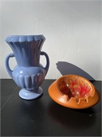 2pc USA Blue Vase & Ash Tray