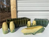 USA Planters with Corn Salt Pepper & Tray 
Corn
