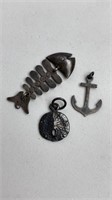 Nautical Charms Incl Taxco Sterling 925 Fish
