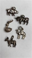 Charms, Farm Animals Incl Sterling Pig Swan