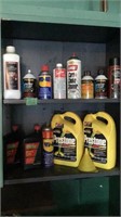 2 shelves of antifreeze and misc fluids. (Some