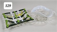 Opalescent Glass Nappie & Tray