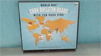 World map cork bulletin board