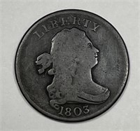1803 Draped Bust Half Cent 1/2c Very Good VG