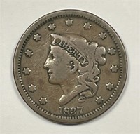 1837 Matron Head Large Cent Very Good VG