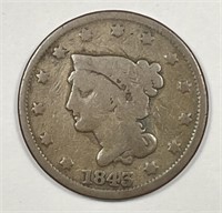 1843 Braided Hair Petite Head Large Cent Good G