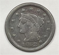 1852 Braided Hair Large Cent Fine F