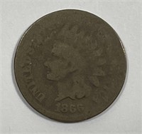 1866 Indian Head Cent About Good AG
