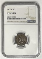 1878 Indian Head Cent NGC XF45