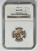 1901 Indian Head Cent NGC MS62 RB