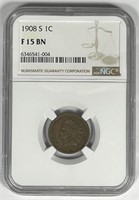 1908-S Indian Head Cent Fine NGC F15