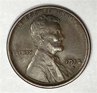 1912-S Lincoln Wheat Cent Very Fine VF+
