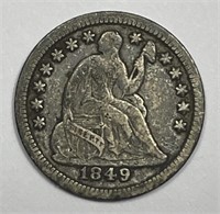 1849 Seated Liberty Silver Half Dime H10c VF