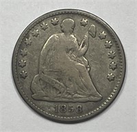 1858 Seated Liberty Silver Half Dime H10c Fine F