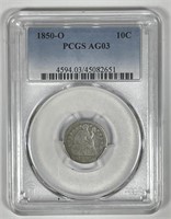 1850-O Seated Liberty Silver Dime PCGS AG3