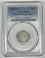 1875-CC Seated Liberty Silver Dime PCGS FR2