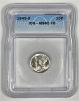 1943-S Mercury Silver Dime ICG MS65 FB