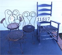 Lot #3001 – (3) turned wire café style chairs