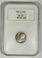1953-S Roosevelt Silver Dime Fatty NGC MS67