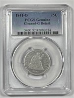 1841-O Seated Liberty Silver Quarter PCGS G detail