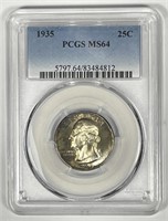 1935 Washington Silver Quarter PCGS MS64