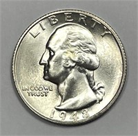 1948-S Washington Silver Quarter Uncirculated BU