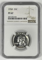 1958 Washington Silver Quarter Proof NGC PF67