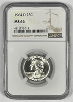 1964-D Washington Silver Quarter NGC MS66