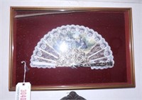 Lot #3040 - Framed folding mourning fan with