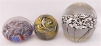 Lot #3062 - (3) art glass paperweights in