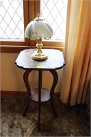 Oak Plant Stand & Touch Lamp